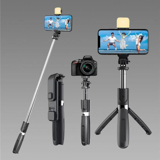 Extendable Flash 3-in-1 Selfie Stick Tripod with Bluetooth Remote